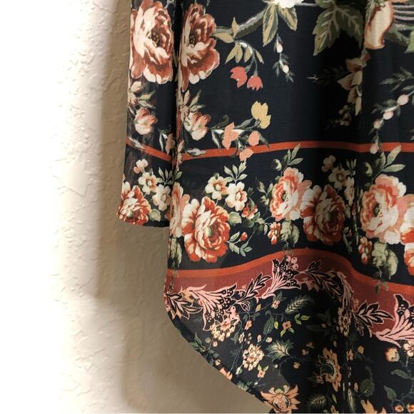 Adelyn Rae Marcella navy black floral high low lace trim midi dress Extra Small - Picture 10 of 16